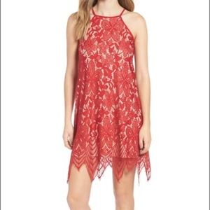 Nordstrom Red Nude Lace Shift Dress